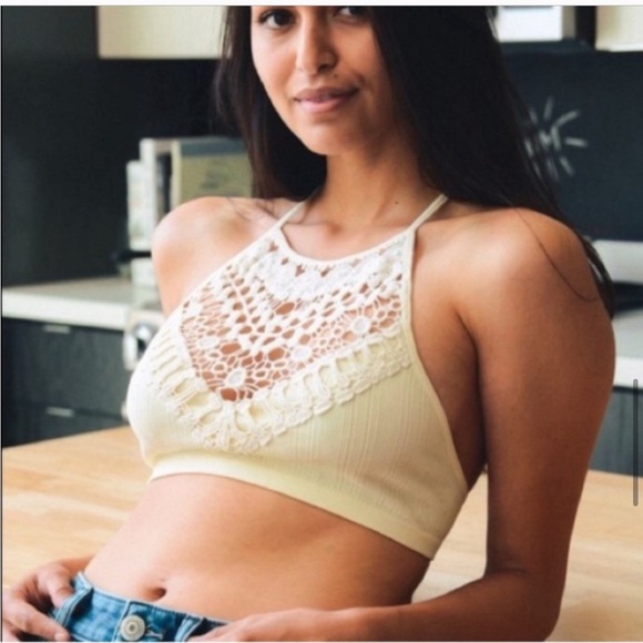 SALE Cream Beige Ivory New Edgy Chic Comfy Crochet Bralette Bra Brami - Picture 10 of 11